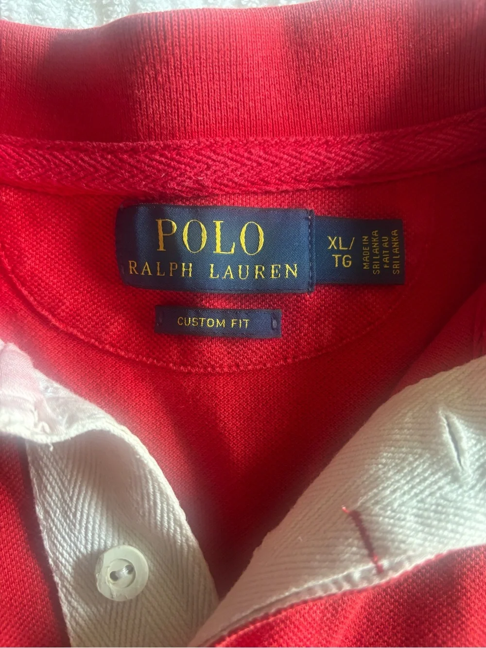 Ralph Lauren mens XL Red Polo rugby with White Chevron Stripes